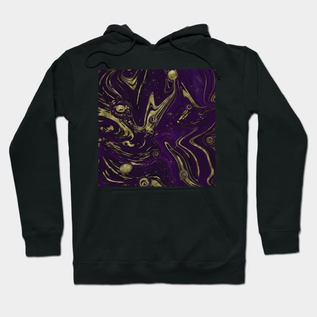 Gold Faux Glitter & Violet Purple Marble Abstract Art Hoodie by karenmcfarland13